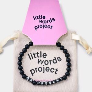 Little Words Project "Be Present" Beaded Bracelet- Black